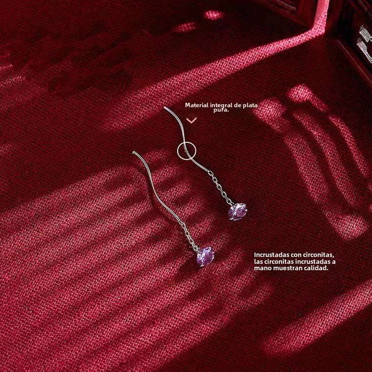 Aretes de Enhebrador en Plata 999: Esfera de Zirconia en diferentes Colores