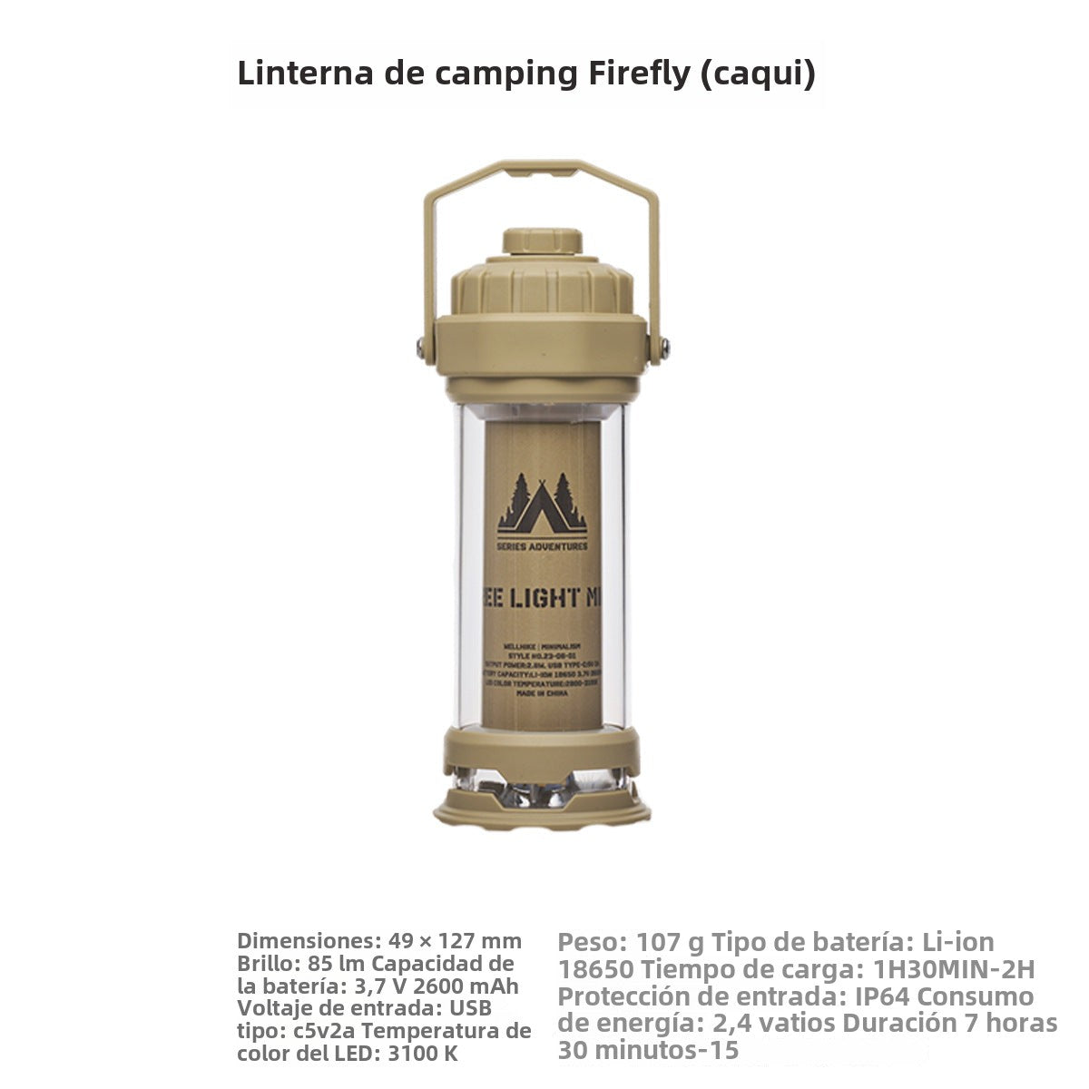Lámpara de Camping Recargable USB – Luz LED Portátil para Tienda y Actividades al Aire Libre