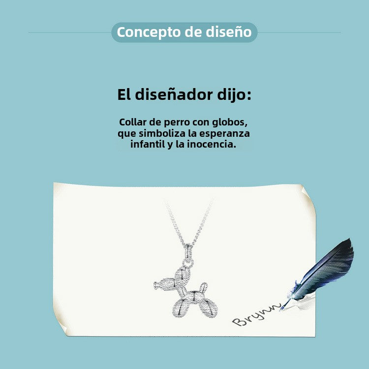 Collar de Perro Globo Creativo en Plata S925: Joyería Unisex, Diseño Lindo y Elegante