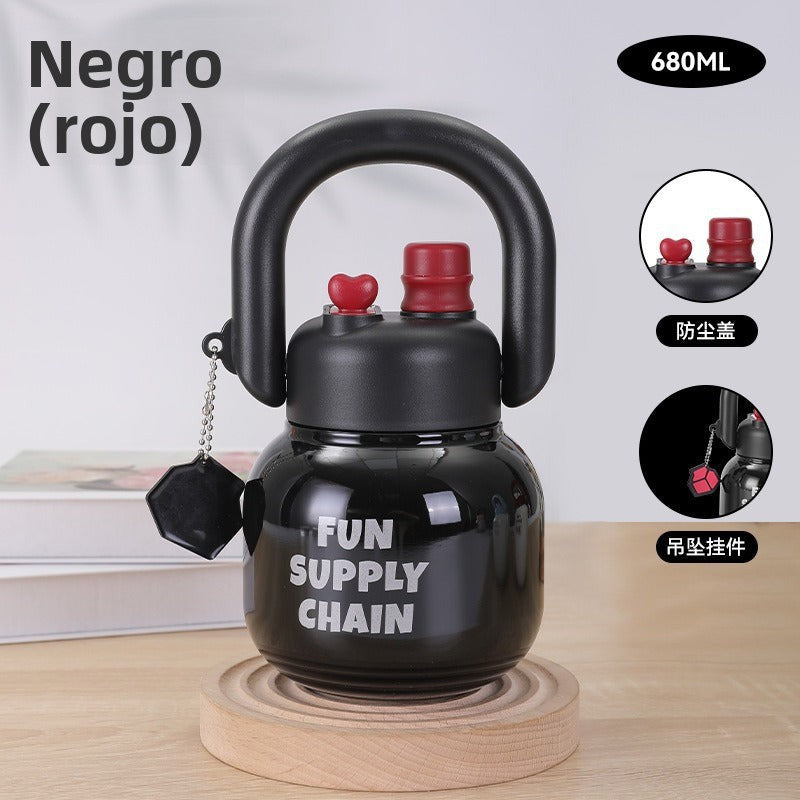 Thickened Double-Drink Straw Tumbler: High-Value Large Capacity Water Bottle for Women, Summer Essential