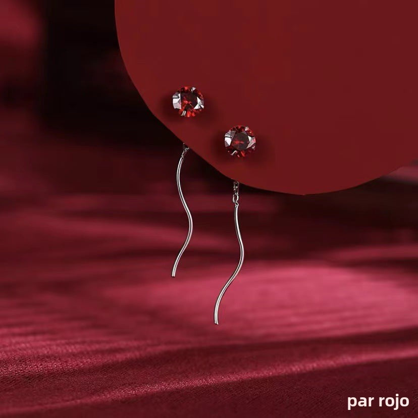 Aretes de Enhebrador en Plata 999: Esfera de Zirconia en diferentes Colores