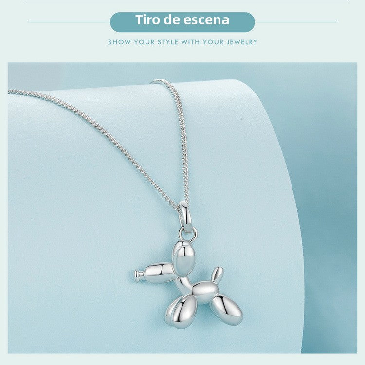 Collar de Perro Globo Creativo en Plata S925: Joyería Unisex, Diseño Lindo y Elegante