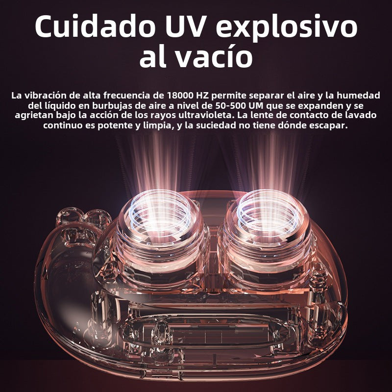 Limpiador y Estuche Automático para Lentes de Contacto: Mini Dispositivo Silencioso de Limpieza Portátil con Almacenamiento Integrado