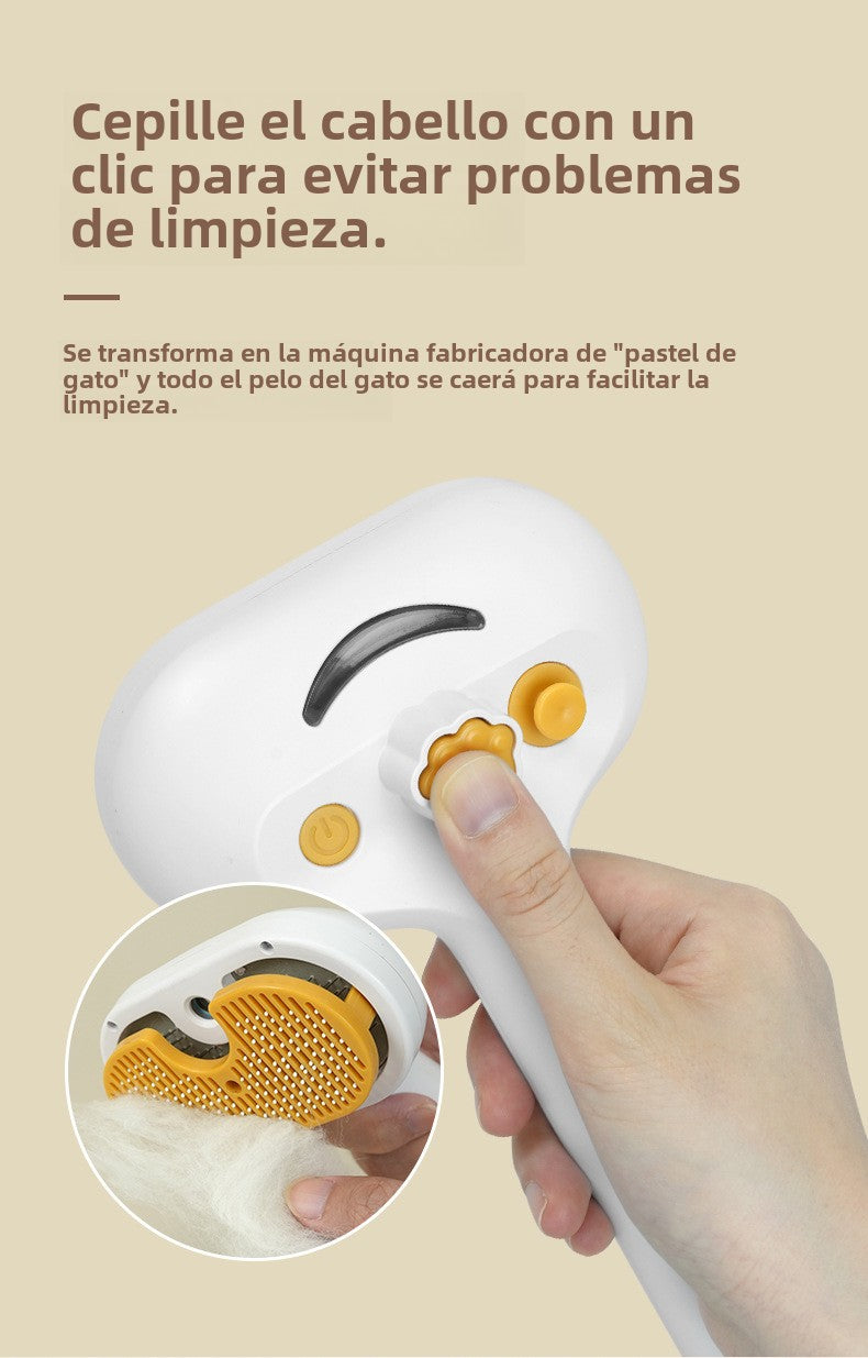 Cepillo con Spray Integrado para Mascotas: Peine Desenredante para Perros y Gatos, Elimina Pelo Muerto y Nudos, Uso Profesional