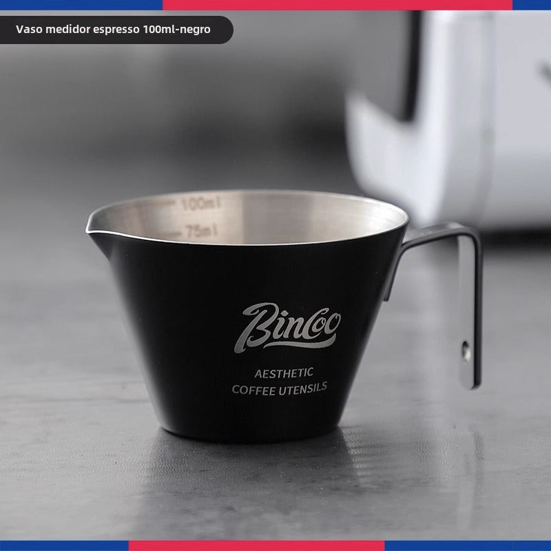 Taza de extracción de café Bincoo: taza de acero inoxidable de 100ml para espresso y leche