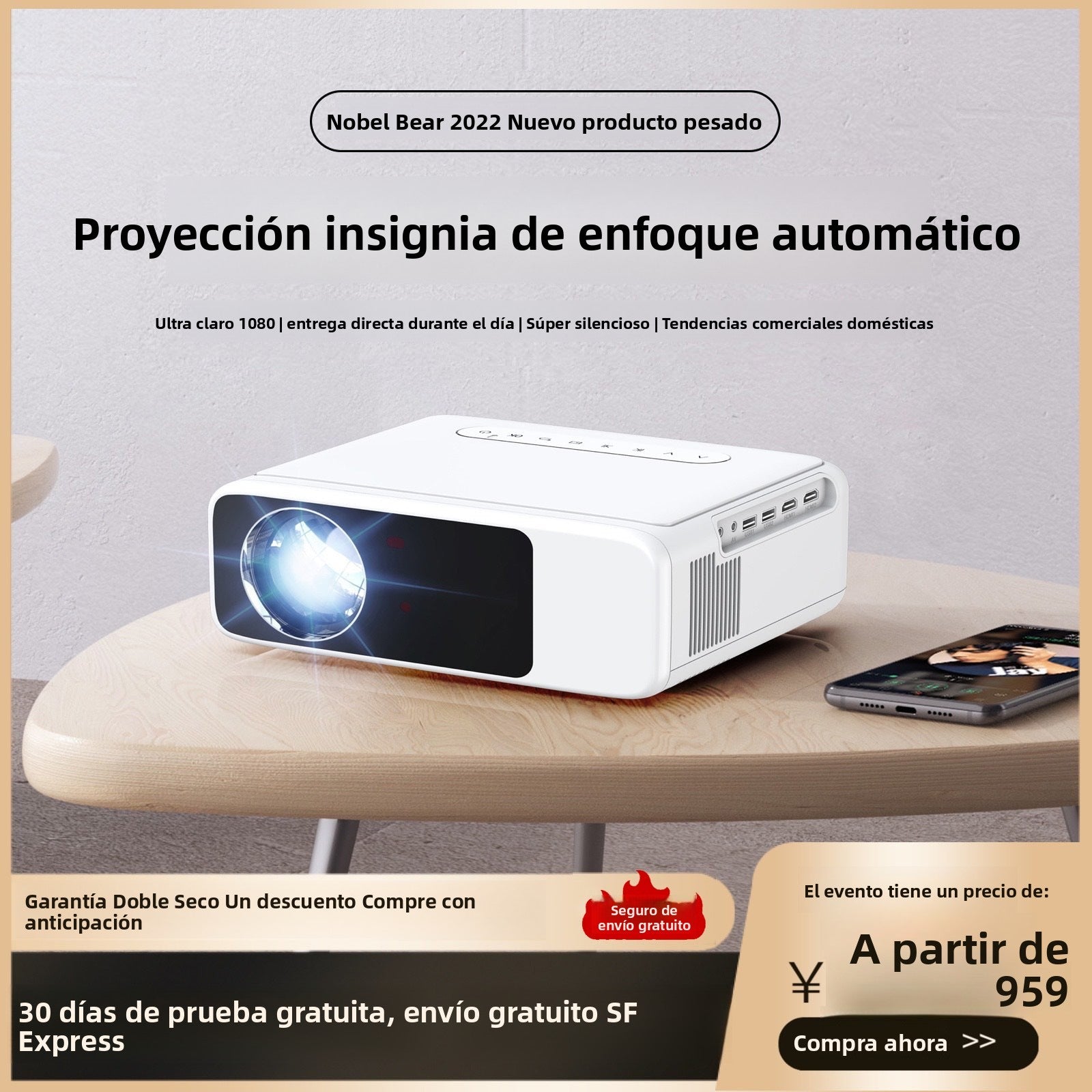 Smart Home HD Projector with Auto Focus and Ultra Clear Quality