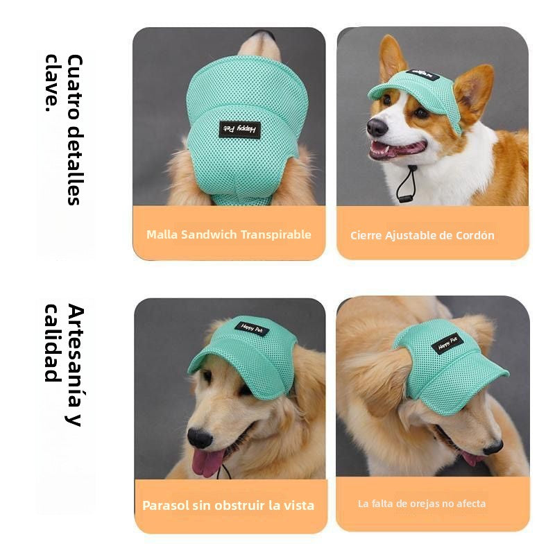 Sombrero Transpirable para Perros :  Protección Solar y Ajuste Cómodo