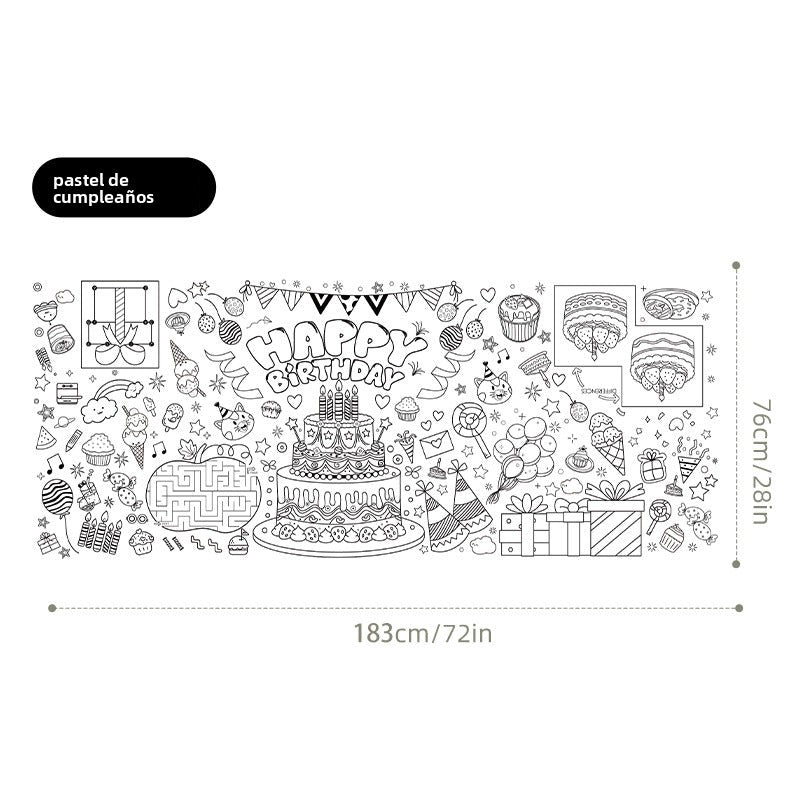 Papel Adhesivo Infantil para Colorear y Pintar – Murales Decorativos en Varios Diseños