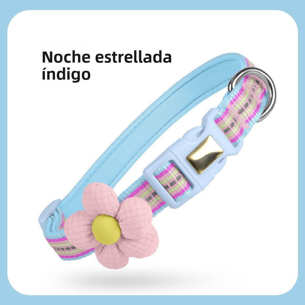 Collar ajustable para gato con flor decorativa y varios colores