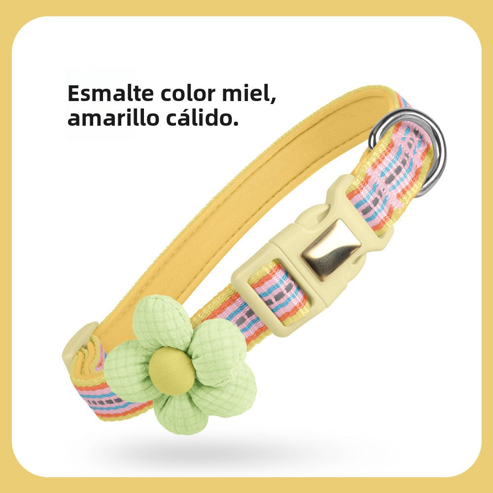 Collar para Gatos con Flor Decorativa – Cinta Reflectante y Placa Personalizable