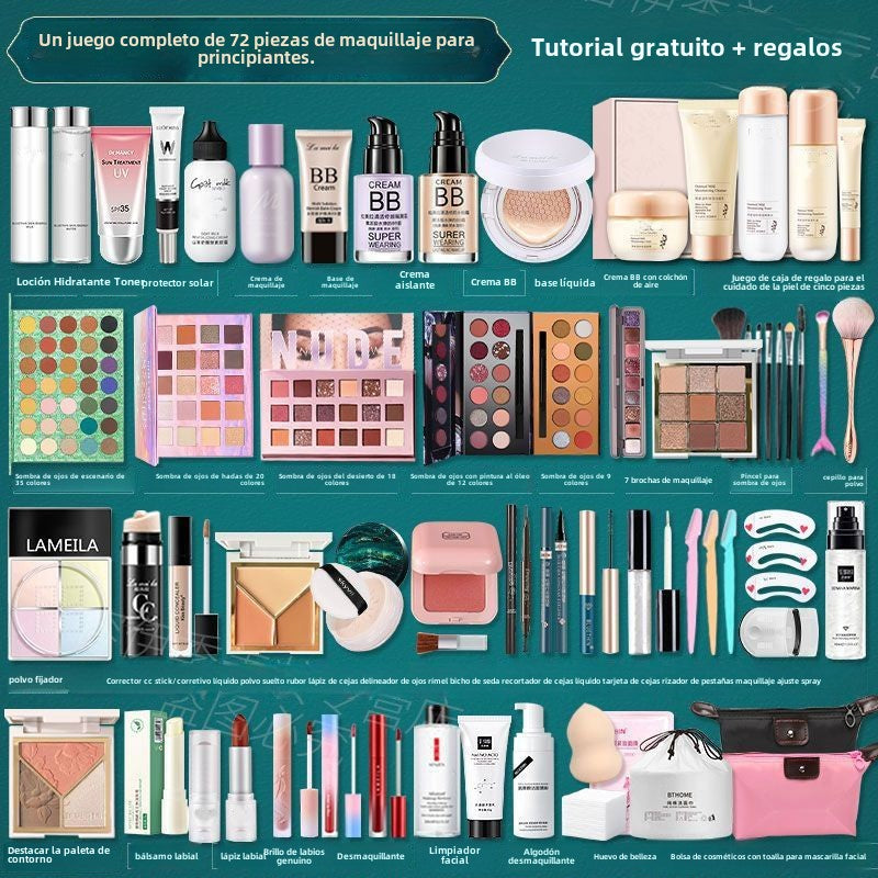 Kit de maquillaje completo para estudiantes de cosmetica - principiantes, con estuche y productos resistentes al agua