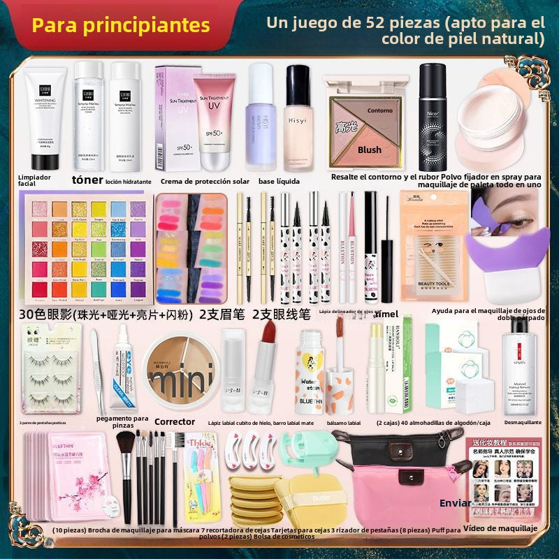 Kit de Maquillaje para Estudiantes: Set Completo de Maquillaje, Resistente al Agua y al Sudor, Ideal para Principiantes
