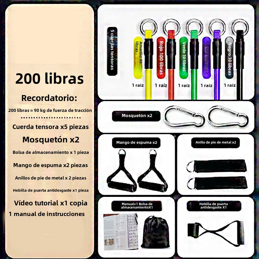 Set Ligas de Resistencia Multifuncional para fitness – Intensidades Múltiples