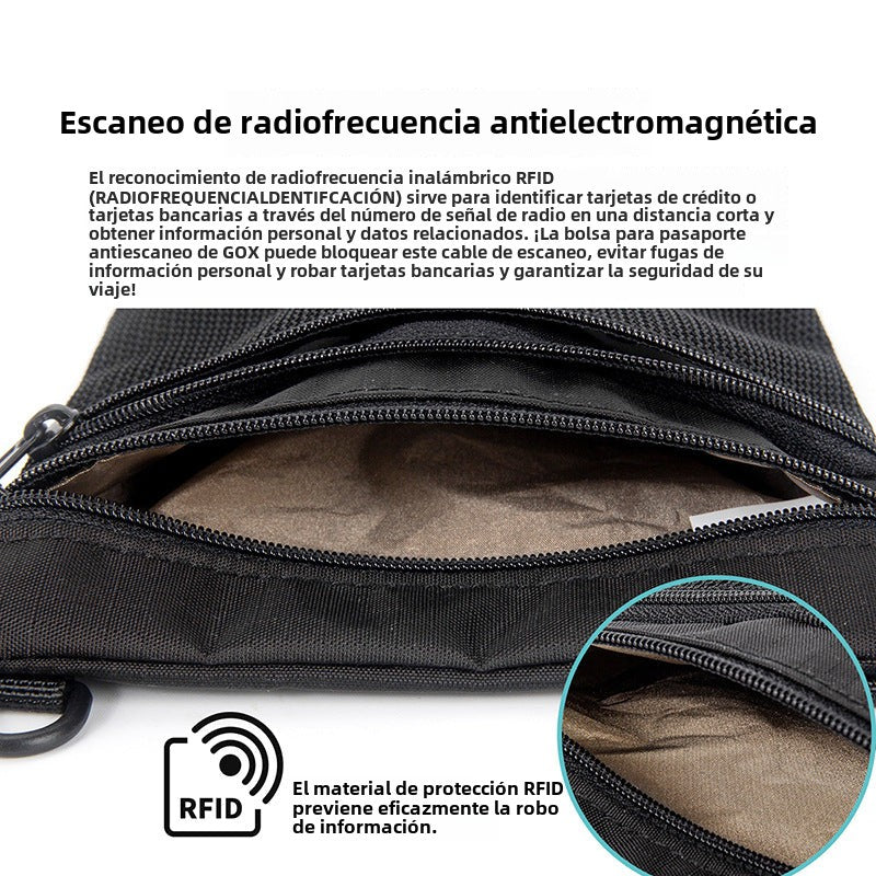 Bolsa de Pasaporte RFID: Cartera de Viaje Antirrobo con Múltiples Compartimentos