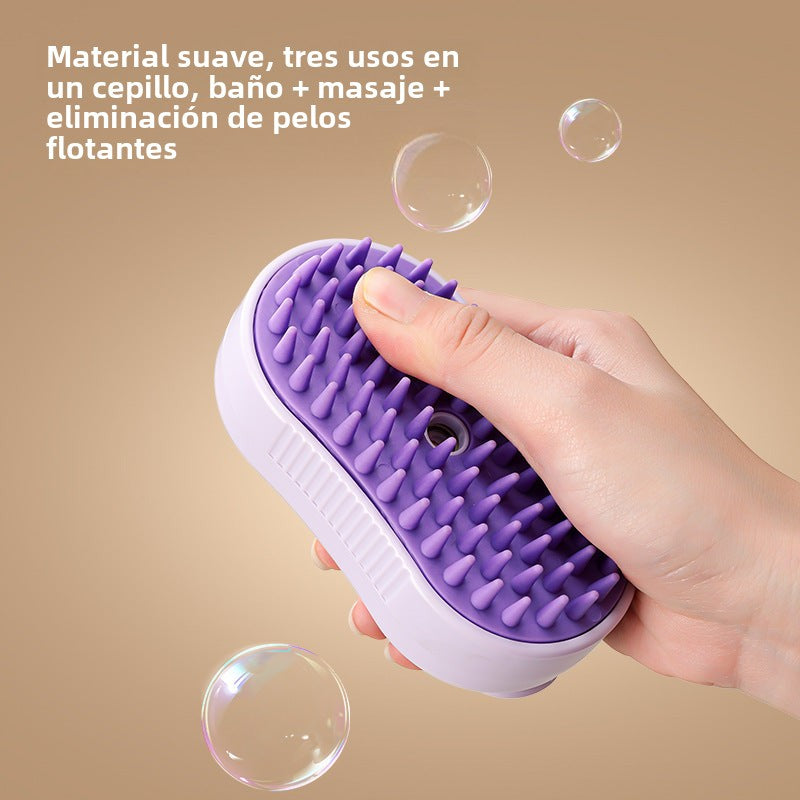 Cepillo de Masaje para Mascotas: Cepillo Desenredante y Quitapelusa para Gatos con Vapor