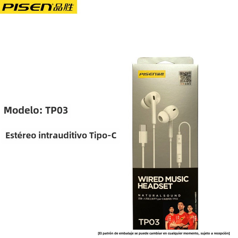 Auriculares Pisen con cable: Semi-in-ear, con conector de 3.5mm, sonido de alta calidad, control de línea, ideales para Android y juegos en movimiento