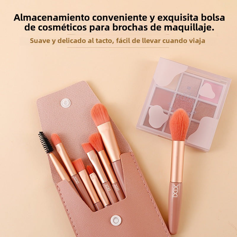 Set de Brochas de Maquillaje para Principiantes: 8 Piezas con Cerdas Suaves para Sombras de Ojos, Polvos Sueltos y Base