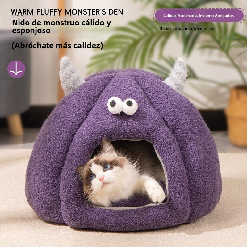 Cama para Gatos y Perros con Forma de Calabaza | Acolchada y Lavable