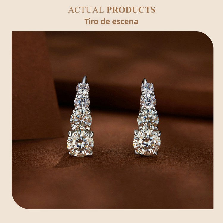 Pendientes de Plata 925 con Moissanita 0.50ct: Aretes Elegantes de Circonita Moissanita, Aros de Plata Esterlina para Mujer Estilo Moderno