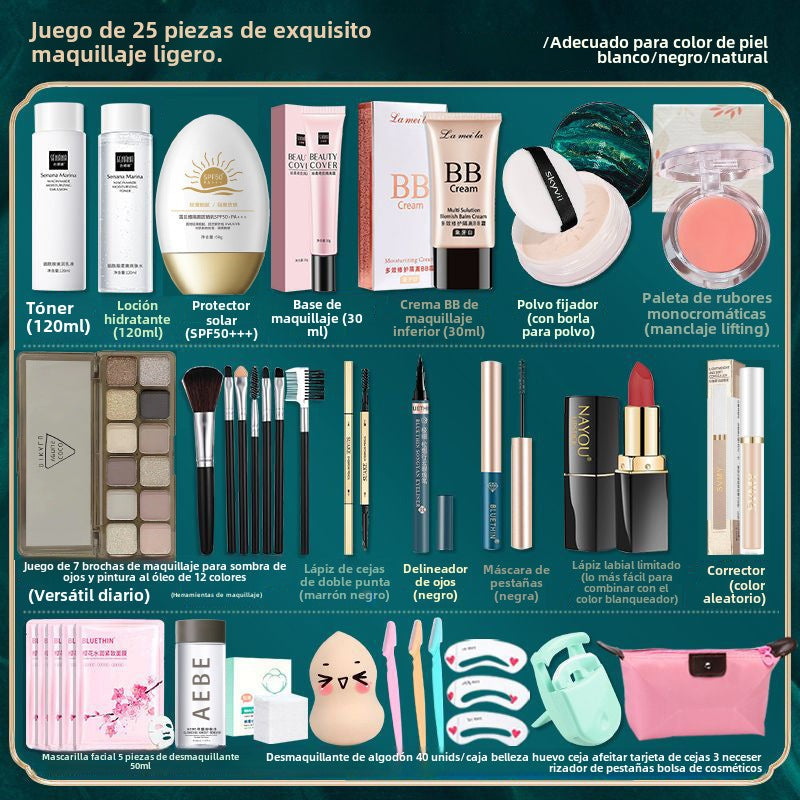 Kit de Maquillaje para Estudiantes: Set Completo de Maquillaje, Resistente al Agua y al Sudor, Ideal para Principiantes