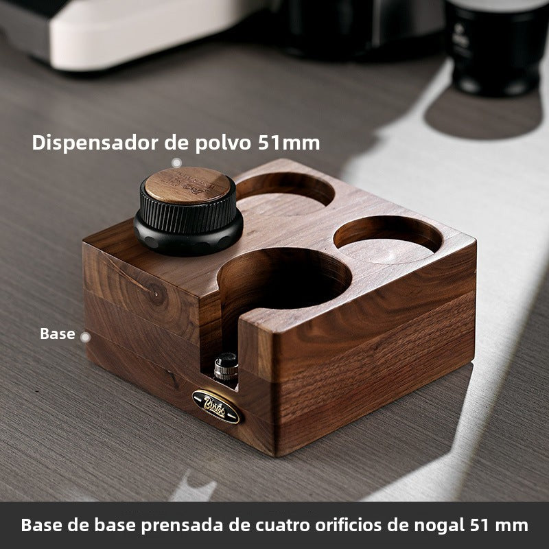 Kit de Prensado de Café Italiano Bincoo: Base de Madera de Nogal y Tamiz para Espresso