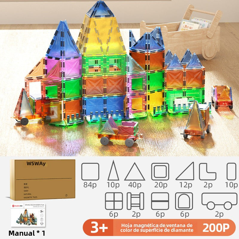 Magnéticos con Ventanas de Diamante: Juguete Educativo y Creativo para Niños, Bloques de Construcción