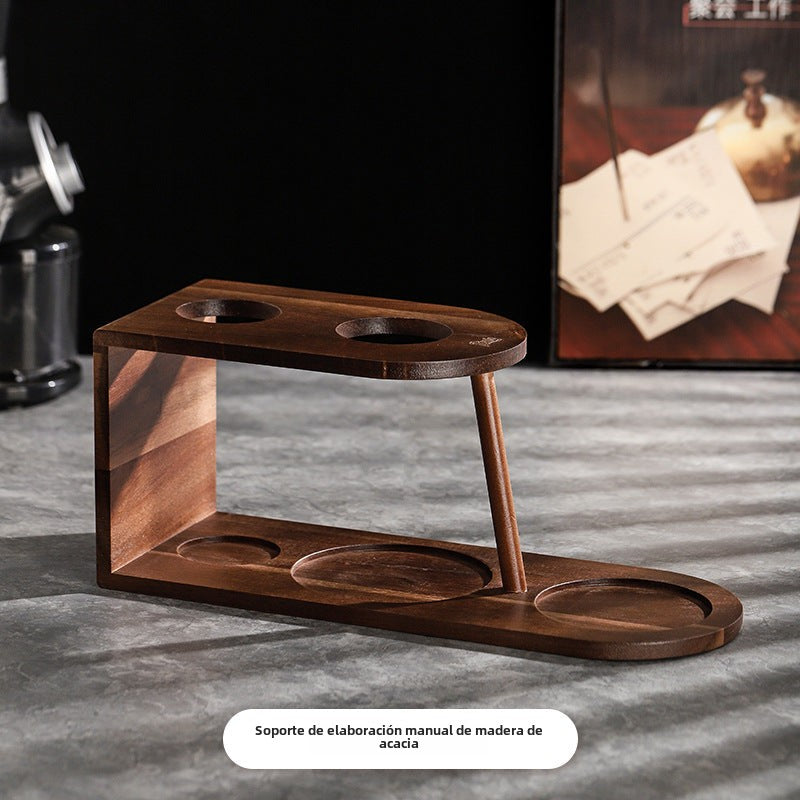 Conjunto de Cafetera Manual Bincoo: Hervidor, Filtro de Vidrio, Soporte de Madera Vintage, Portátil y para el Hogar