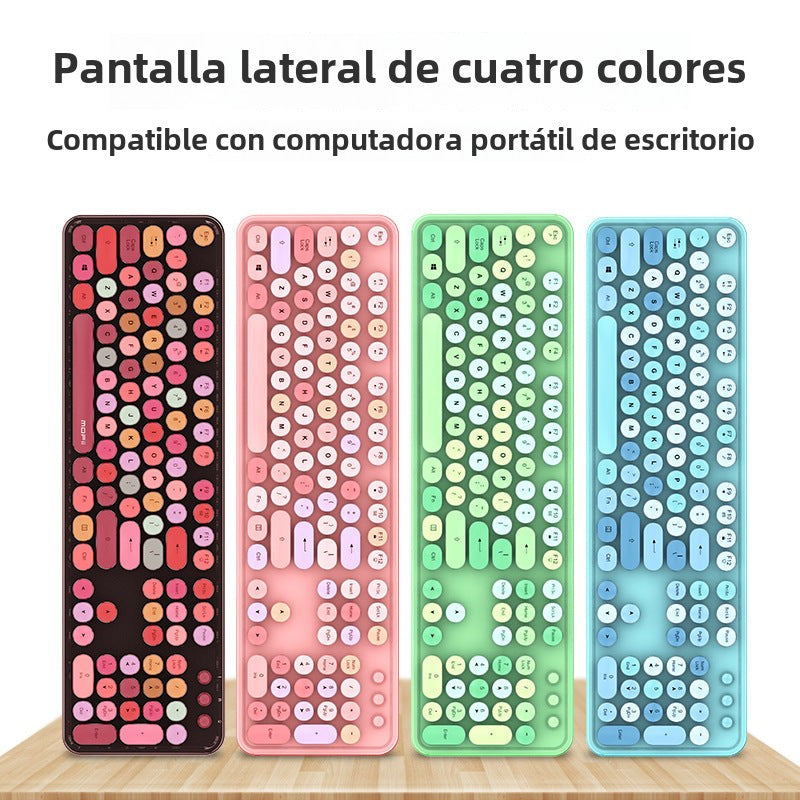 Juego de teclado y ratón inalámbrico 2.4g: diseño retro punk, ideal para mujeres en oficina