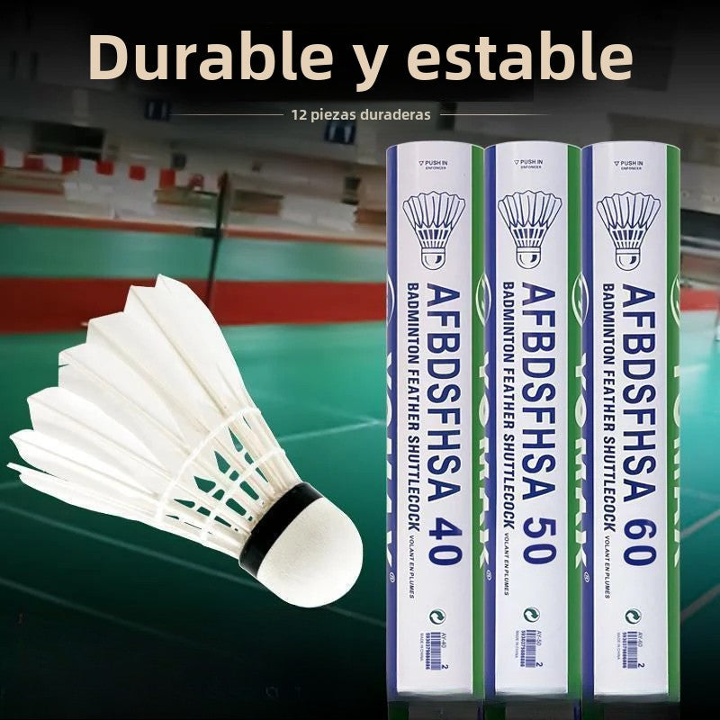 Volantes de bádminton resistentes (12 unidades) – Estables, para entrenamiento y juego recreativo