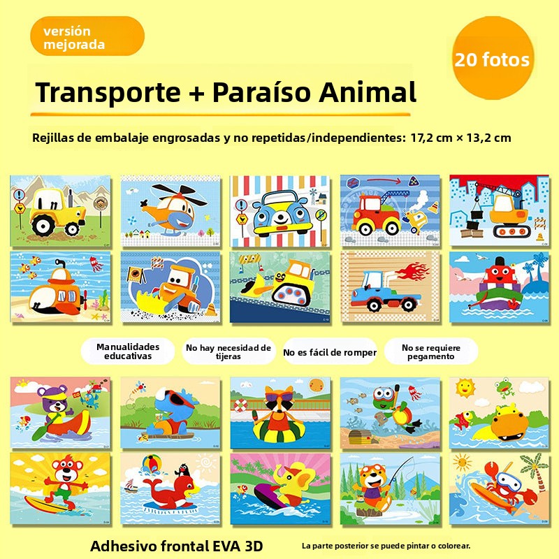 Manualidades Educativas con Pegatinas 3D para Niños – Dinosaurios y má diseños