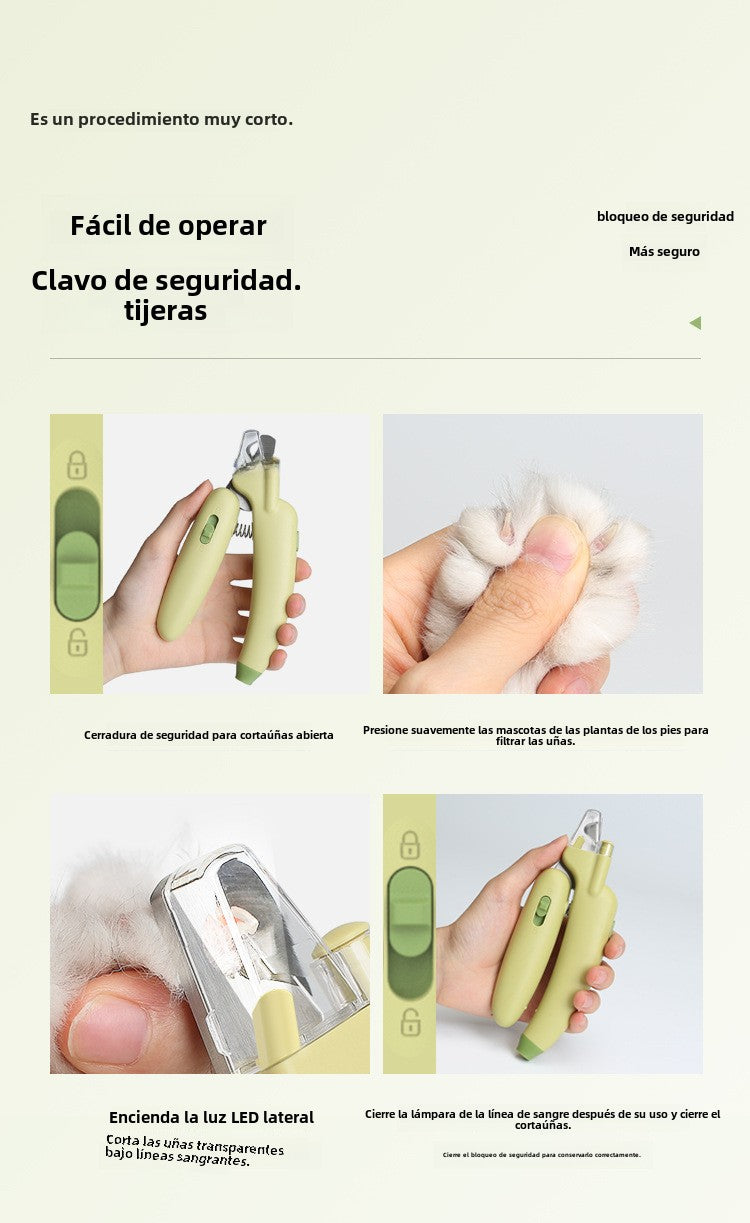 Cortaúñas LED Eléctrico Profesional: Lima de Uñas con Luz para Gatos y Perros, Herramienta 2 en 1