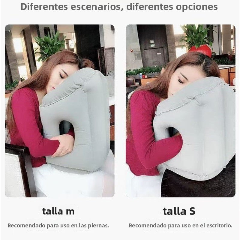 Almohada Inflable De Viaje Para Mesa O Piernas – Descanso En Oficina Y Transporte