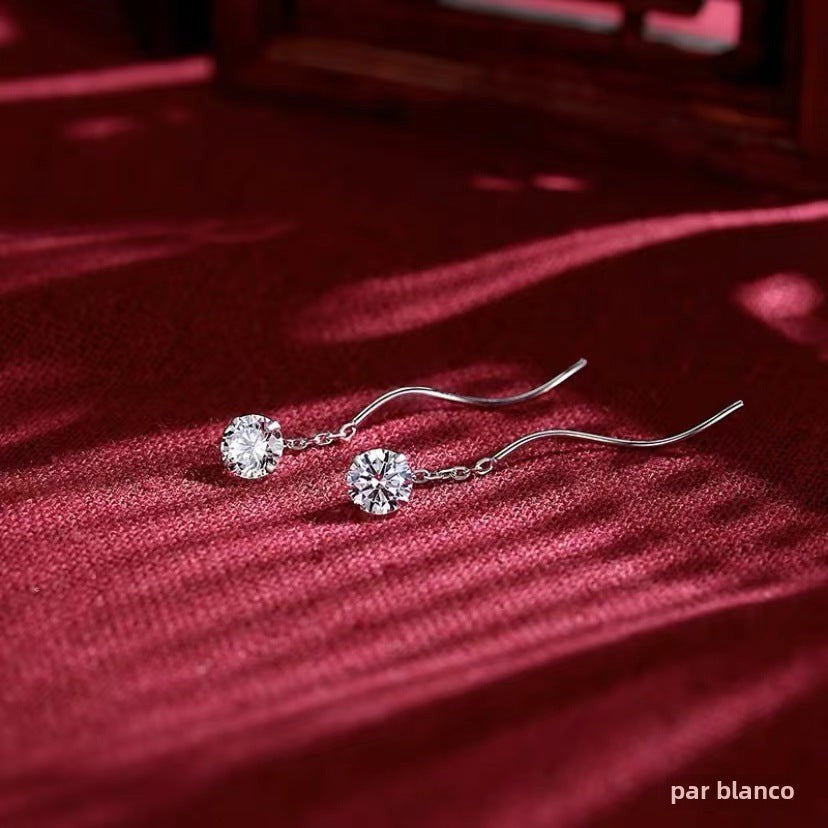 Aretes de Enhebrador en Plata 999: Esfera de Zirconia en diferentes Colores