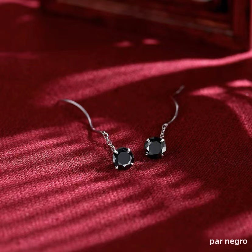 Aretes de Enhebrador en Plata 999: Esfera de Zirconia en diferentes Colores