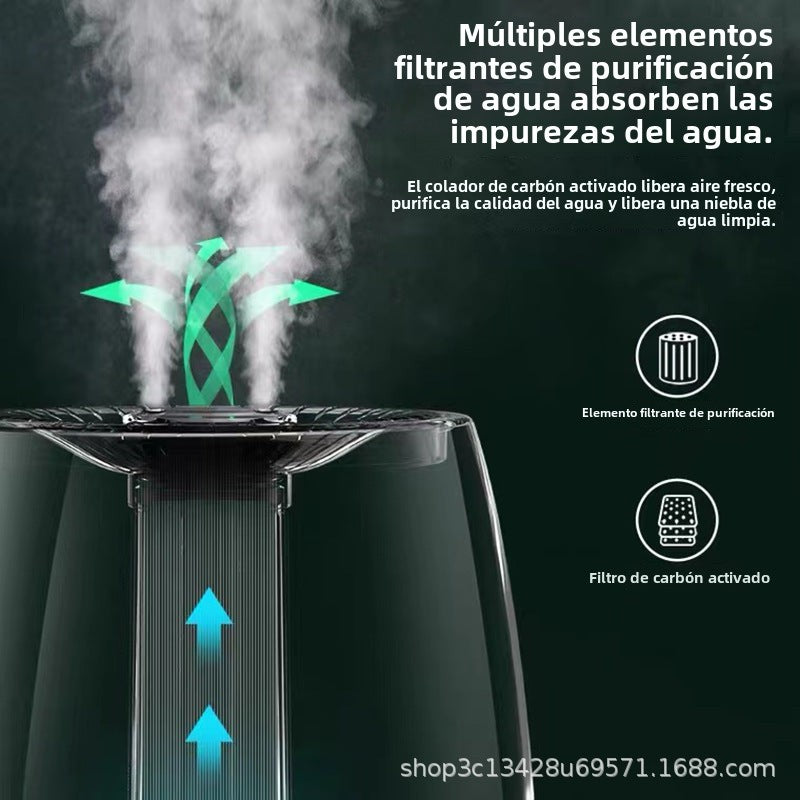 Humidificador de Gran Capacidad para Oficina y Hogar: Mini Humidificador de Escritorio con Doble Pulverización y Purificación de Aire