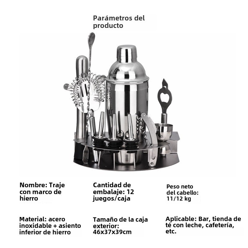 Juego de Coctelera de Acero Inoxidable: Kit Completo de Herramientas de Bar para Mezclar Cócteles