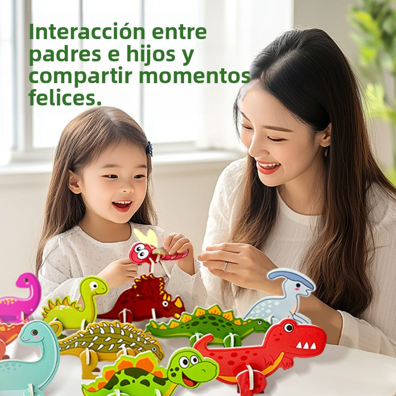 Rompecabezas 3D para Niños – Animales, Dinosaurios, Insectos y Aviones DIY