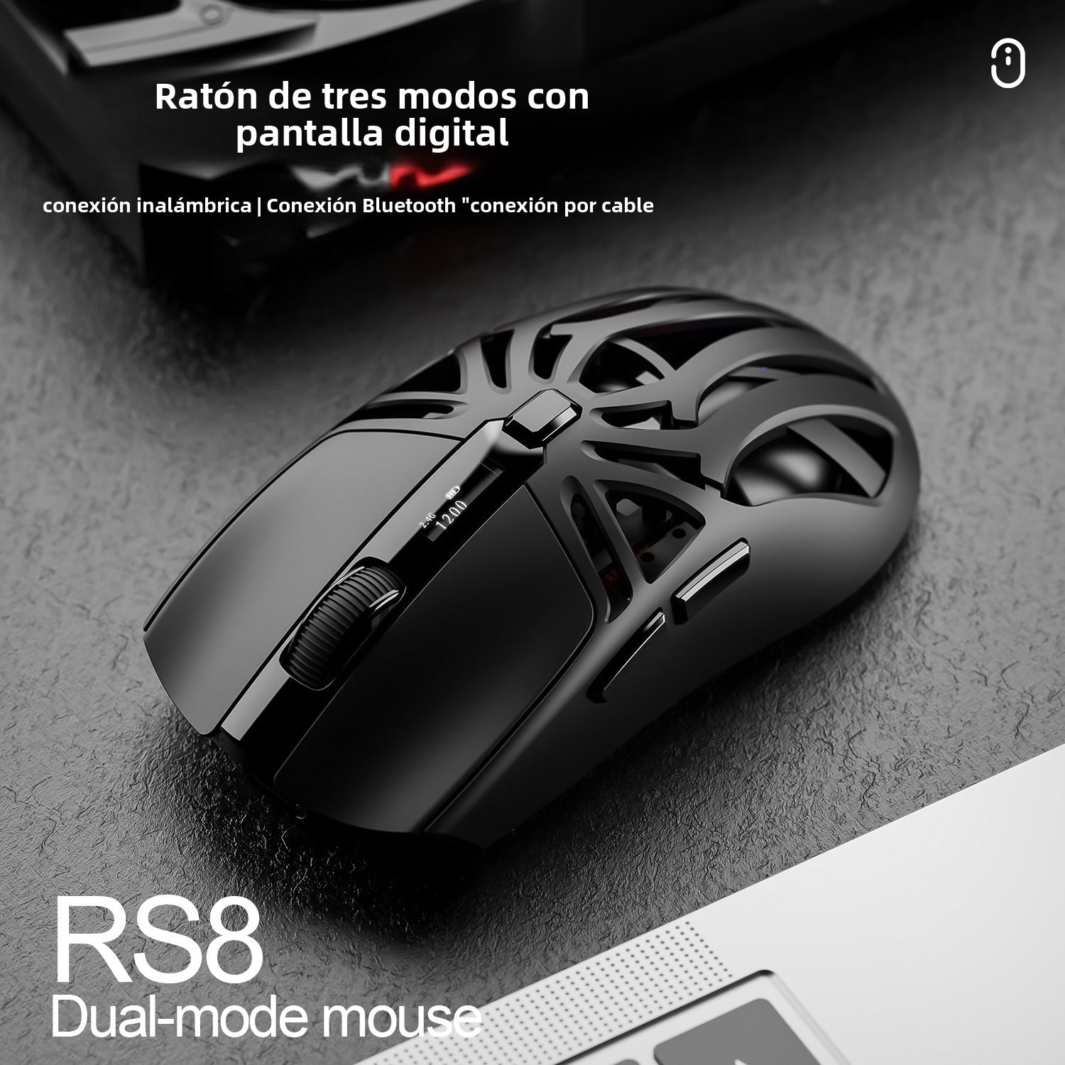 Ratón SMAILWOLF RS8: Bluetooth, inalámbrico, tres modos, ligero, ideal para gaming y oficina
