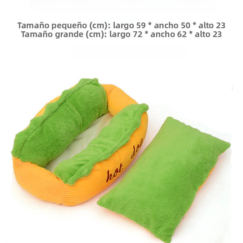 Cama divertida para perros pequeños – Diseño de perro caliente para Chihuahua, Pug y más