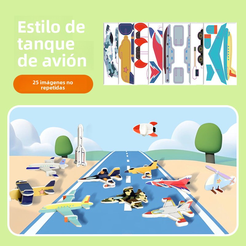 Rompecabezas 3D para Niños – Animales, Dinosaurios, Insectos y Aviones DIY