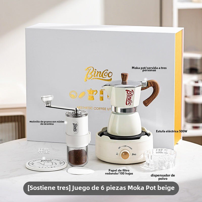 Bincoo: Set de regalo de cafetera moka, equipo para preparar café, cafetera manual compacta, ideal para cumpleaños