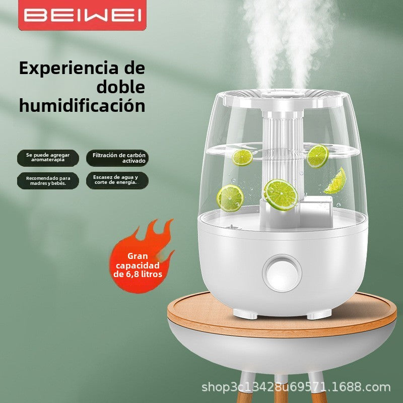 Humidificador de Gran Capacidad para Oficina y Hogar: Mini Humidificador de Escritorio con Doble Pulverización y Purificación de Aire