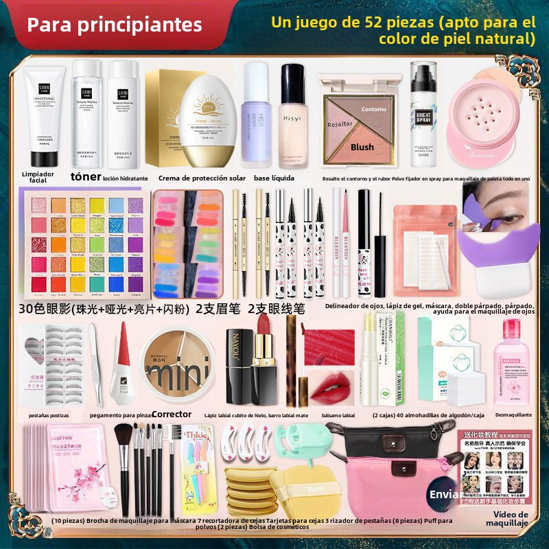 Kit de Maquillaje para Estudiantes: Set Completo de Maquillaje, Resistente al Agua y al Sudor, Ideal para Principiantes