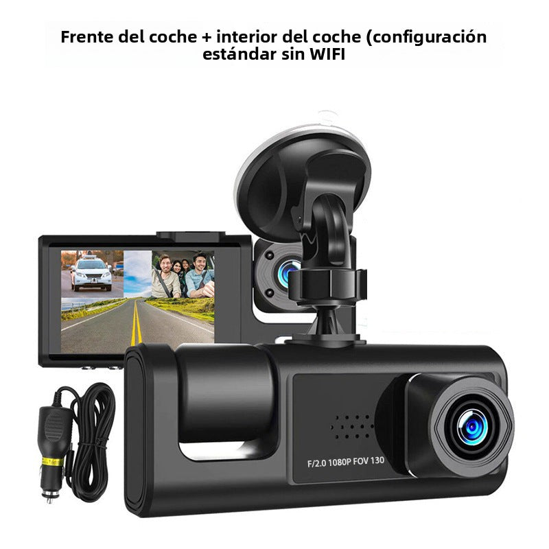 New 3-Lens Car Dash Camera with 1080P HD Recording and WiFi