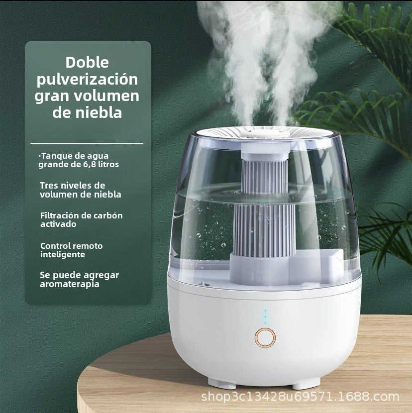 Humidificador y difusor de aromas de 6 L con doble pulverización, para uso en hogar u oficina