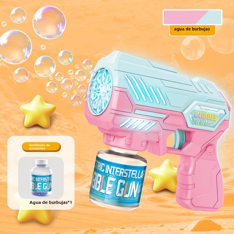 Pistola de burbujas eléctrica para niños: juguete automático con luces LED, perfecto para fiestas y juegos al aire libre