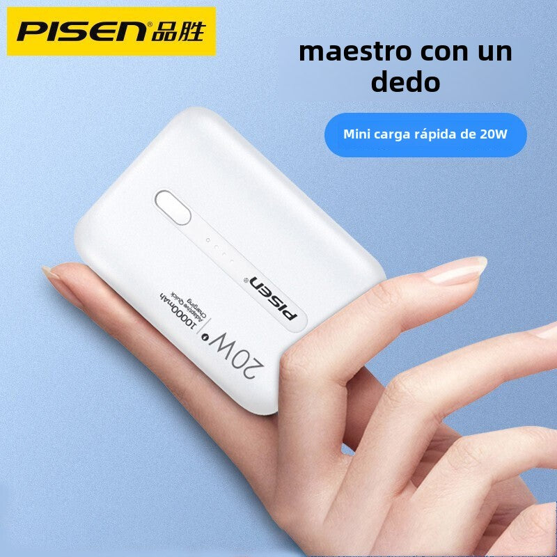Power Bank Pisen 10000mAh: Carga Rápida de 20W, Portátil y Ultra Delgado, Compatible con iPhone y Android