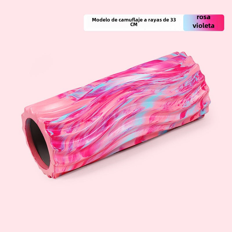 Rodillo de Espuma EVA Camuflado con Diseño de Dientes de Lobo: Cilindro de Masaje Hueco para Relajación Muscular y Yoga