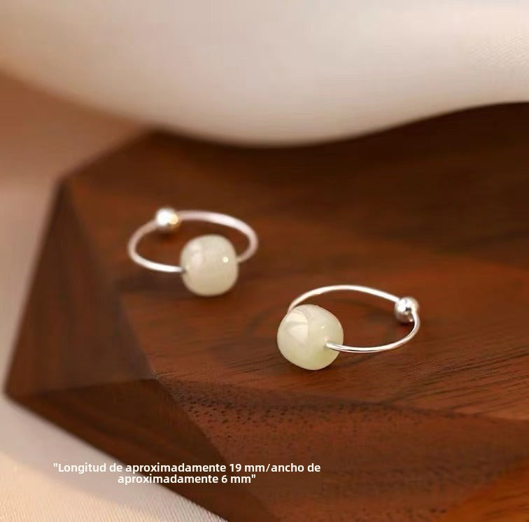 Candongas de Plata 925 con Jade Hetian – Amuleto de Suerte