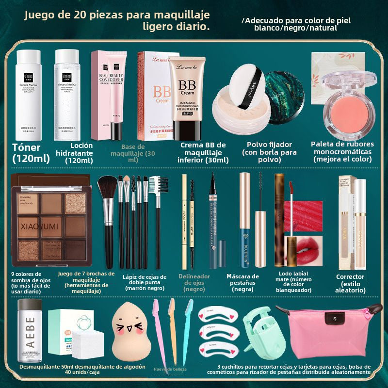 Kit de Maquillaje para Estudiantes: Set Completo de Maquillaje, Resistente al Agua y al Sudor, Ideal para Principiantes